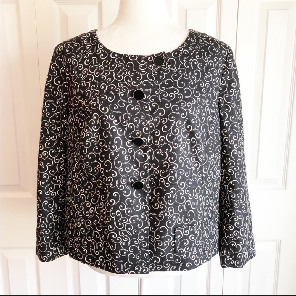 Ann Taylor LOFT Black & White Print Jacket Size 12